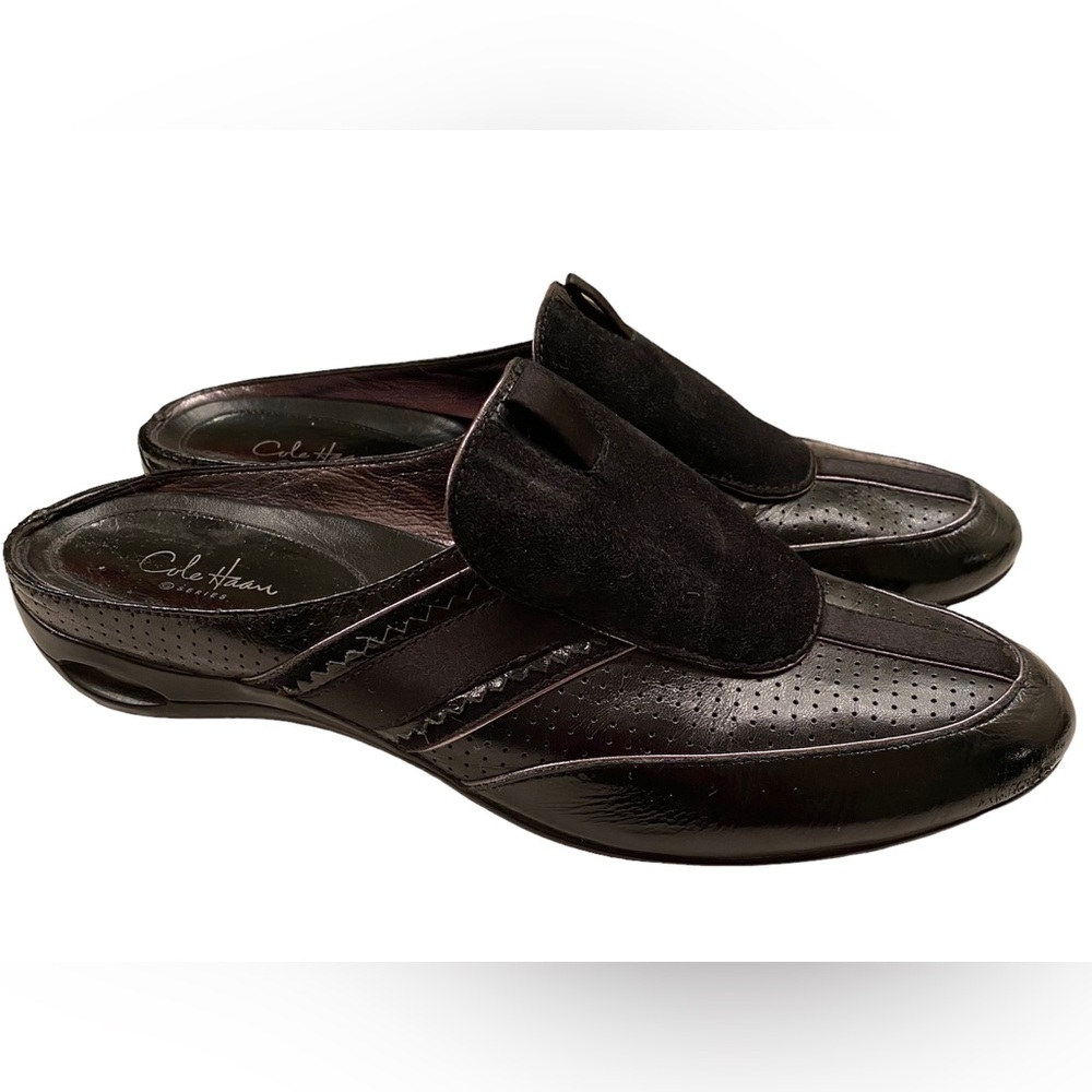 Cole Haan Nike Air Black Leather Slip on Shoes size 9